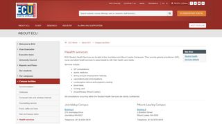 
                            7. Health services : Campus facilities : About ECU - ECU - Ecu Student Health Portal