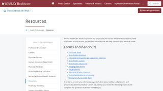 Healthcare Professional Resources | Wesley Healthcare - Wesley Portal Portal