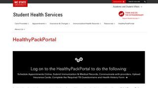 
                            1. HealthyPackPortal - NCSU Health Services - My Health Pack Portal