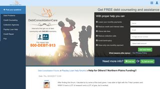 
                            4. Help for Others!! Northern Plains Funding!! - DebtCC - Northern Plains Funding Portal