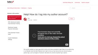 
                            5. Help! How do I log into my author account? – Kobo Writing ... - Kobo Books Portal