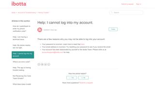 
                            7. Help: I cannot log into my account. – Ibotta - Ibotta Sign In