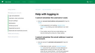 
Help with logging in - Twitter Help Center  
