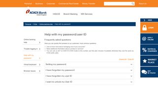 
                            8. Help with my password/user ID -ICICI Bank UK - Icici Uk Login Page