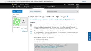 
                            7. Help with Vonage Dashboard Login Gadget - MSDN - Microsoft - Secure Vonage Portal