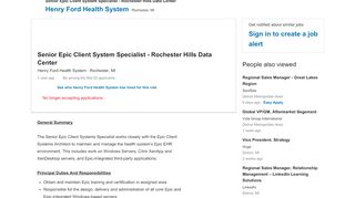 
                            4. Henry Ford Health System hiring Senior Epic Client System ... - Henry Ford Epic Portal