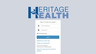 
Heritage Health Portal: Log in
