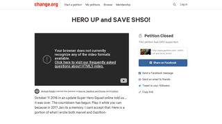 
                            8. HERO UP and SAVE SHSO! - Change.org - Portal Hero Up
