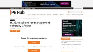 
                            12. H.I.G. to sell energy management company CPower | PE Hub - Cpower Portal