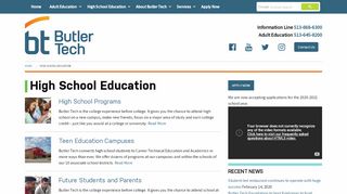 
High School Education - Butler Tech  
