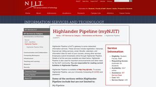 
                            4. Highlander Pipeline (myNJIT) | Information Services and ... - Www Njit Edu Portal
