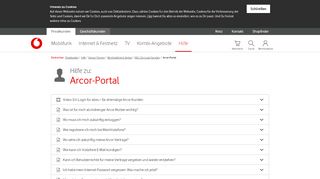 Hilfe | Arcor-Portal - NEU: Ein Login für alles - Vodafone - Arcor De Portal