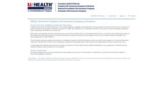 
                            7. HIPAA Terms For Freedom Life Insurance Company of America - Freedom Life Insurance Provider Portal Claims