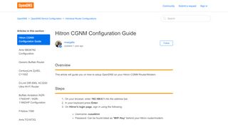 
Hitron CGNM Configuration Guide – OpenDNS  
