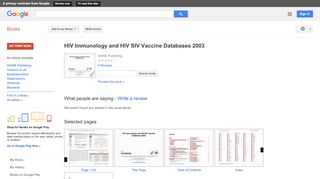 
                            6. HIV Immunology and HIV SIV Vaccine Databases 2003 - Siv Portal
