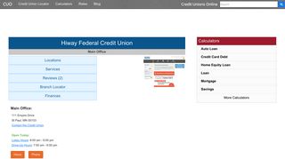 
                            6. Hiway Federal Credit Union - St Paul, MN - Credit Unions Online - Hiway Federal Credit Union Portal
