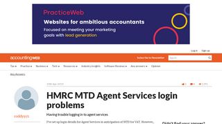 
                            9. HMRC MTD Agent Services login problems | AccountingWEB - Hmrc Online Services Portal Page