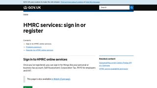 
                            1. HMRC services: sign in or register - GOV.UK - Hmrc Online Services Portal Page