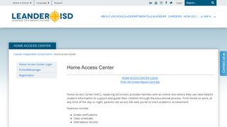 
                            7. Home Access Center - Leander Independent School District - Vistas 5th Edition Portal