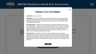 
                            2. Home Page [nmcpeh-hpwebsvr.med.navy.mil] - NMCPHC ... - Navy Health Risk Assessment Portal