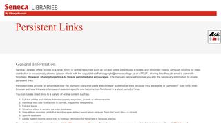 
Home - Persistent URLs - LibGuides at Seneca Libraries  
