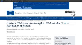 
                            8. Horizon 2020 events to strengthen EU-Australia research cooperation ... - H2020 Participant Portal