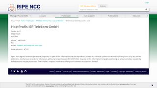 HostProfis ISP Telekom GmbH - RIPE NCC - Hostprofis Portal