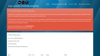 
                            2. Hot Weeks - Vacation Inspirations - Vacation Inspirations Member Portal