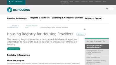 Housing Registry for Housing Providers