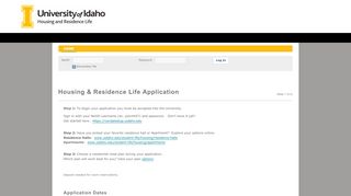 
                            1. Housing & Residence Life Application: UIDAHO - Uidaho Housing Portal