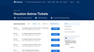 
                            7. Houston Astros ⚾️ Tickets | SeatGeek - My Astros Tickets Portal Page