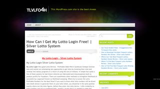 
How Can I Get My Lotto Login Free! | Silver Lotto System ...  
