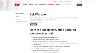 
                            4. How can I keep my Online Banking password secure? - Ask ... - Sec Westpac Co Nz Portal