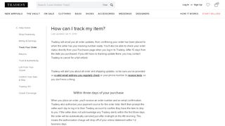 
                            1. How can I track my item? | Tradesy Help & FAQs - Tradesy Account Portal