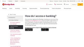 
                            1. How do I access e-banking? - Bendigo Bank - How To Portal To Bendigo Bank App