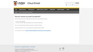 
                            9. How do I access my email via webmail? - UNSW Cloud Email - Unsw Office 365 Portal