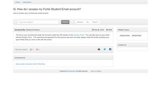 
How do I access my Fortis Student Email account? - LibAnswers
