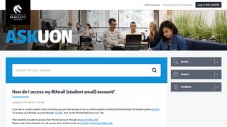 How do I access my NUmail (student email) account? - AskUON - Outlook Newcastle University Portal