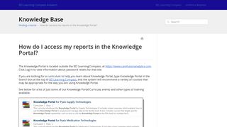 
                            7. How do I access my reports in the Knowledge Portal? - BD Learning ... - Bd Knowledge Portal Login