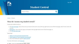 
                            8. How do I access my student email? - Student Central - Usc Webmail Outlook Portal
