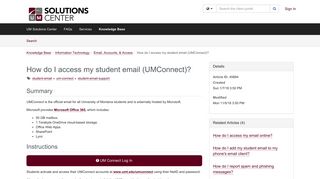 
                            8. How do I access my student email (UMConnect)? - Mail Umt Edu Portal