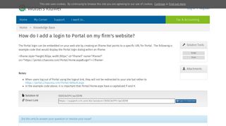
                            4. How do I add a login to Portal on my firm's website? - CCH ... - Https Portal Cchaxcess Com Portal Home Aspx Portal