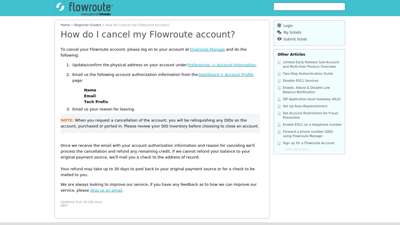 How do I cancel my Flowroute account?