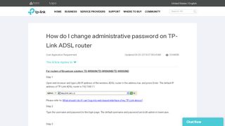 
How do I change administrative password on TP-Link ADSL ...  

