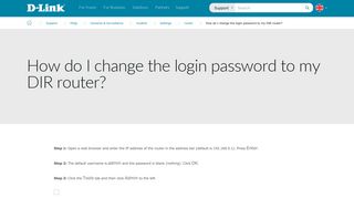 
                            6. How do I change the login password to my DIR router? - D-Link - D Link 600m Router Portal