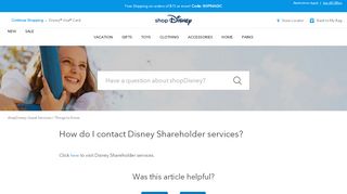 
                            7. How do I contact Disney Shareholder services? – shopDisney ... - Disney Investor Portal