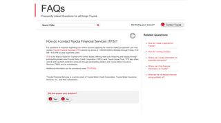 
                            5. How do I contact Toyota Financial Services (TFS)? - South Florida Toyota Finance Portal