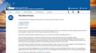 
How do I file an unemployment claim - SC DEW  
