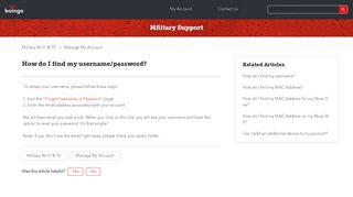 
                            2. How do I find my username/password? - Boingo for Military - Free Boingo Portal Password