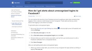 
                            5. How do I get alerts about unrecognized logins to Facebook ... - Facebook Portal Alert Wrong Location